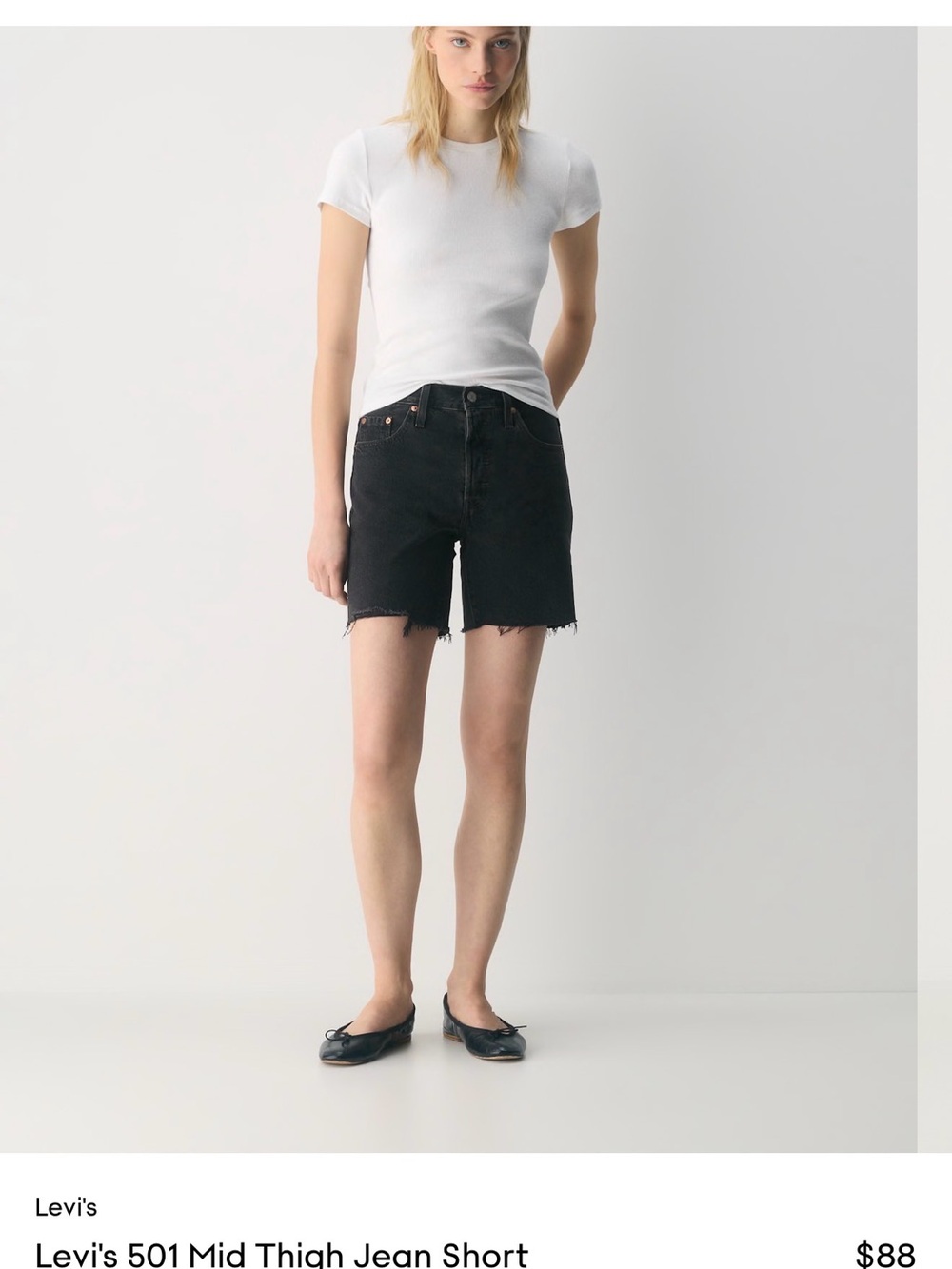 Levi's Black Mid-Thigh 501 Jean Shorts